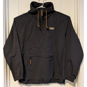 LL Bean Mens Mountain Classic Anorak Half Zip Hooded Jacket Black XL VERY NICE!